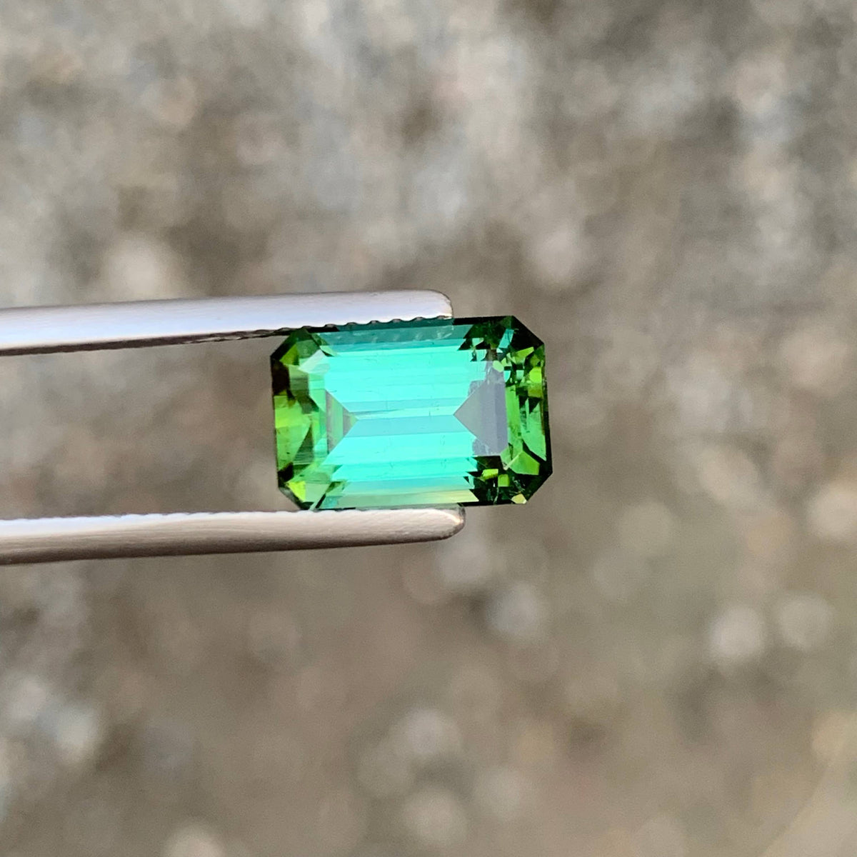 3.85 Carat Natural Loose Green Color Tourmaline Emerald Cut Afghan Gemstone
