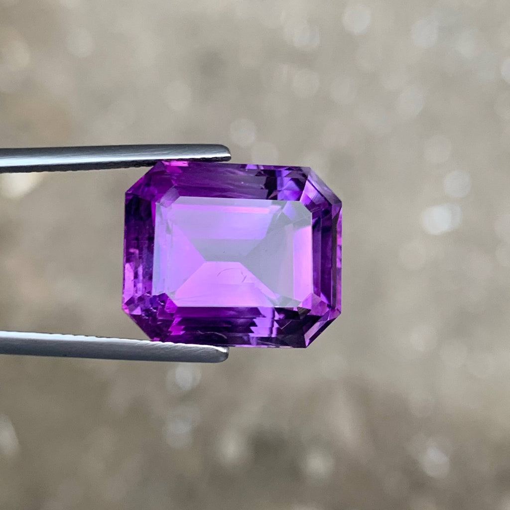 16.40 Carat Deep Purple Amethyst Emerald Cut Brazil VVS Untreated