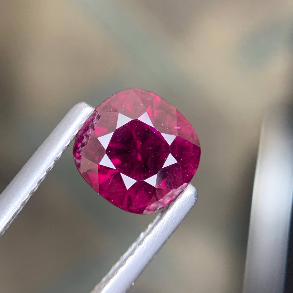 3.05 Carat Pinkish Red Garnet Cushion Cut Tanzanian Gemstone