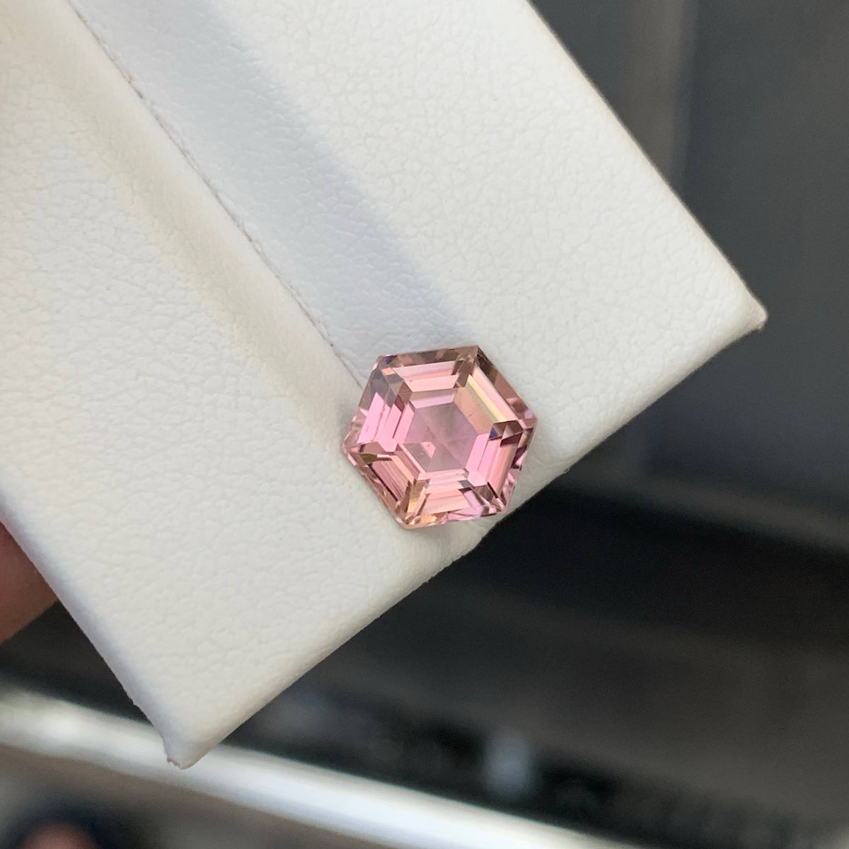 2.00 Carat Baby Pink Tourmaline Hexagonal Fancy Cut Afghan Gemstone, Eye Clean, Untreated