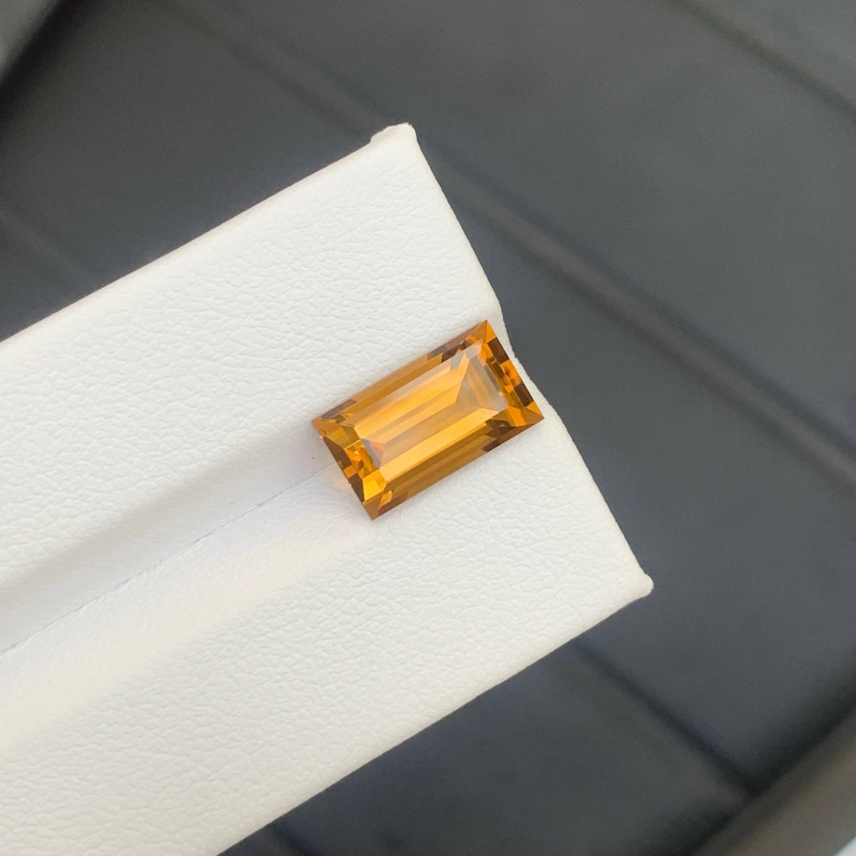 3.85 Carat Honey Color Citrine Baguette Cut Brazil Loupe Clean Untreated