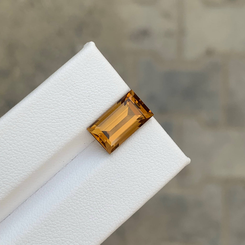 3.85 Carat Honey Color Citrine Baguette Cut Brazil Loupe Clean Untreated