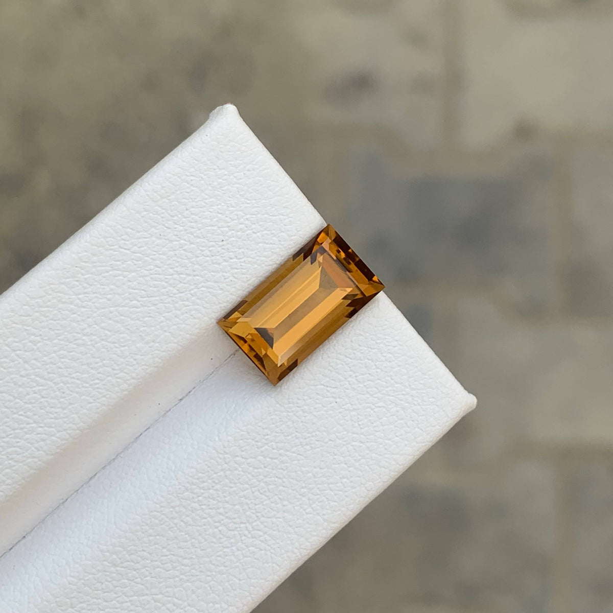 3.85 Carat Honey Color Citrine Baguette Cut Brazil Loupe Clean Untreated