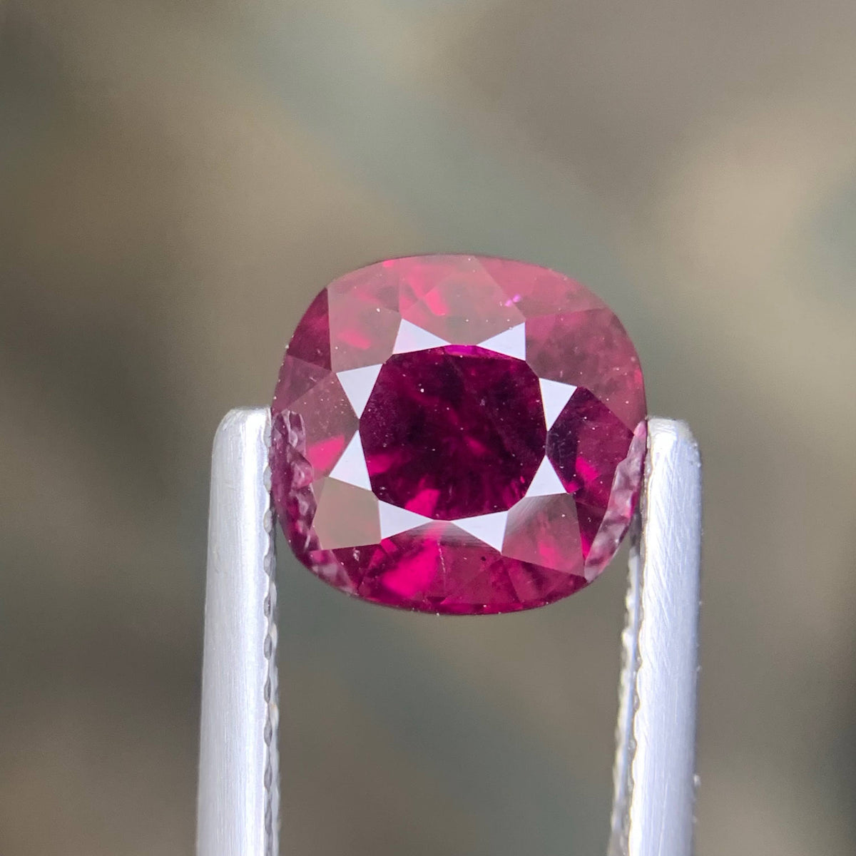 3.05 Carat Pinkish Red Garnet Cushion Cut Tanzanian Gemstone