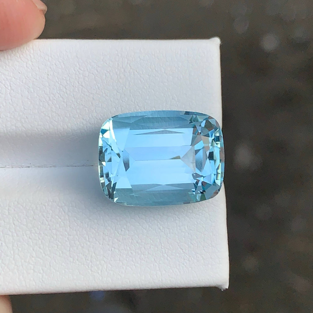 17.80 Carat Sky Blue Topaz Cushion Cut Africa Loupe Clean Untreated