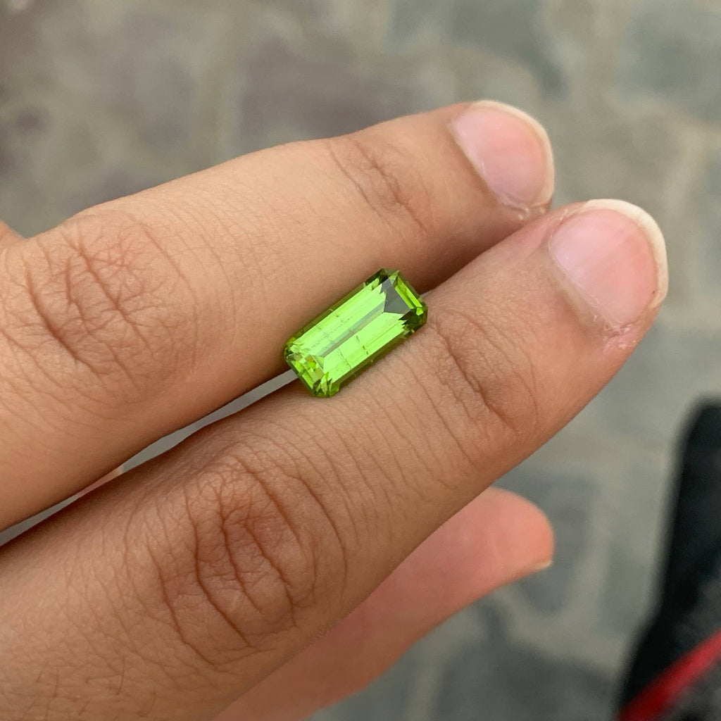 3.65 Carat Green Peridot Stone Emerald Cut Pakistan SI Untreated Gem