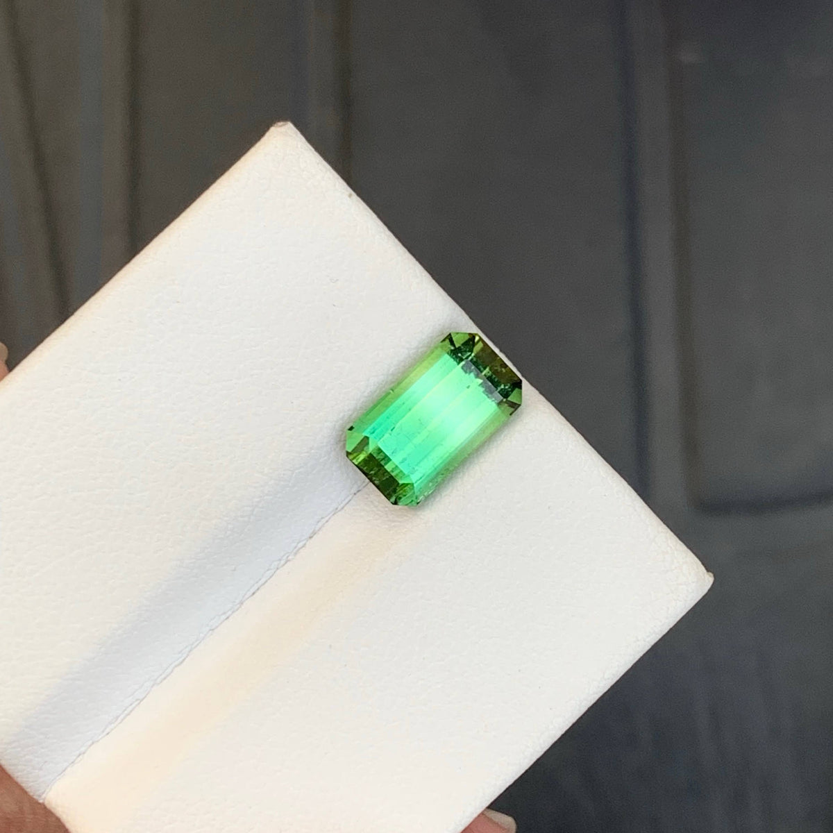 3.85 Carat Natural Loose Green Bicolor Tourmaline Stone Emerald Cut Afghan VVS Untreated Gemstone