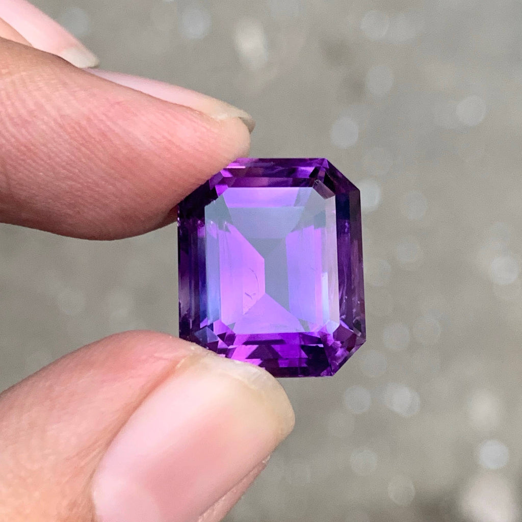 16.40 Carat Deep Purple Amethyst Emerald Cut Brazil VVS Untreated