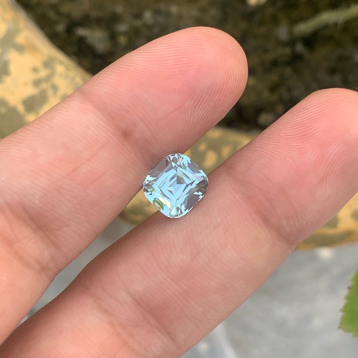 3.10 Carat Light Blue Aquamarine Cushion Cut Pakistan VVS Untreated