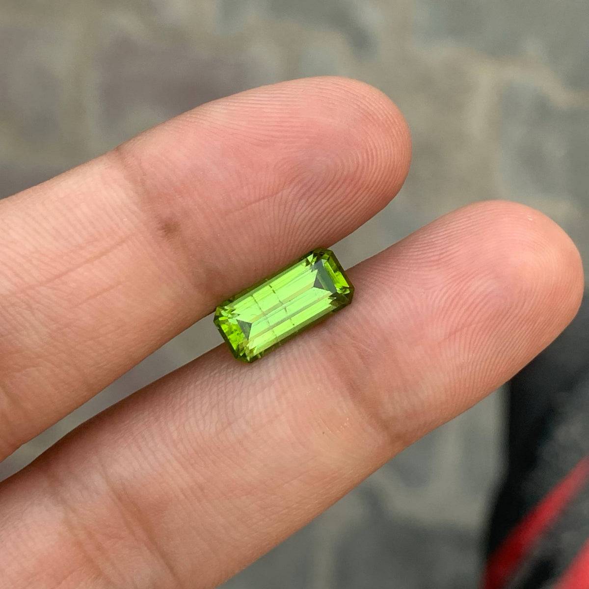 3.65 Carat Green Peridot Stone Emerald Cut Pakistan SI Untreated Gem
