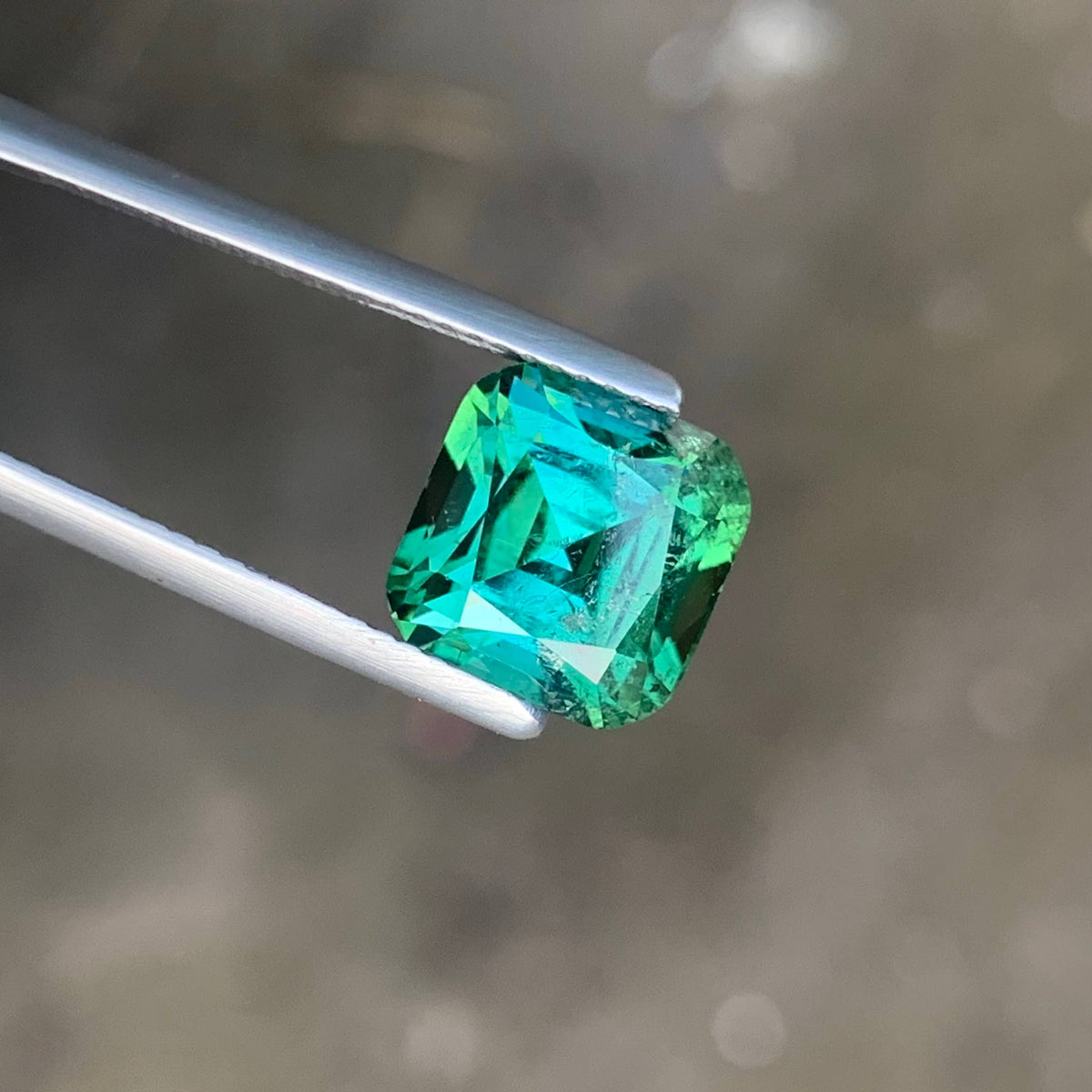 5.55 Carat Bluish Green Tourmaline Cushion Cut Afghan Gemstone