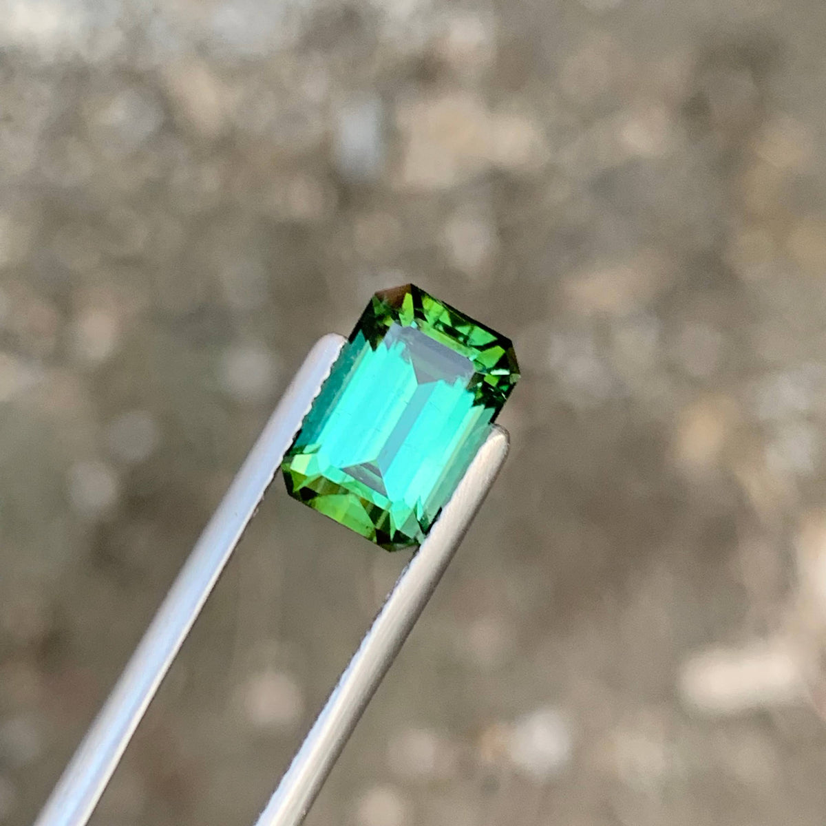 3.85 Carat Natural Loose Green Color Tourmaline Emerald Cut Afghan Gemstone