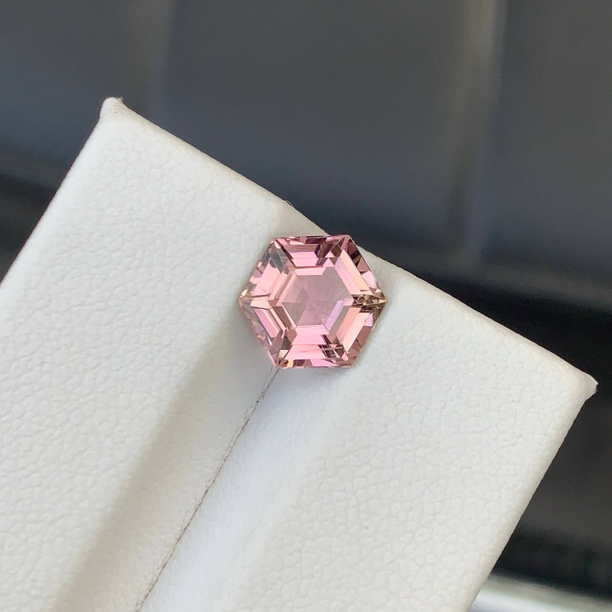 2.00 Carat Baby Pink Tourmaline Hexagonal Fancy Cut Afghan Gemstone, Eye Clean, Untreated