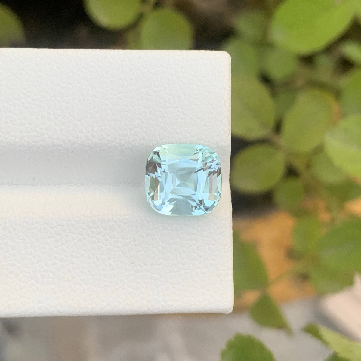 3.10 Carat Light Blue Aquamarine Cushion Cut Pakistan VVS Untreated