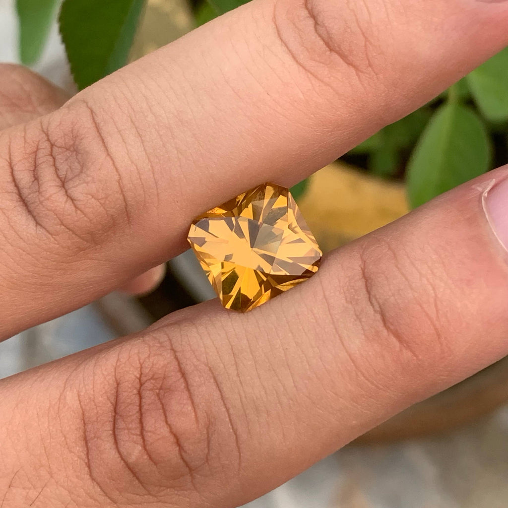 5.90 Carat Natural Loose Golden Color Citrine Fancy Cut Brazilian Gemstone