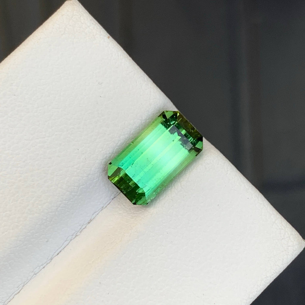 3.85 Carat Natural Loose Green Bicolor Tourmaline Stone Emerald Cut Afghan VVS Untreated Gemstone