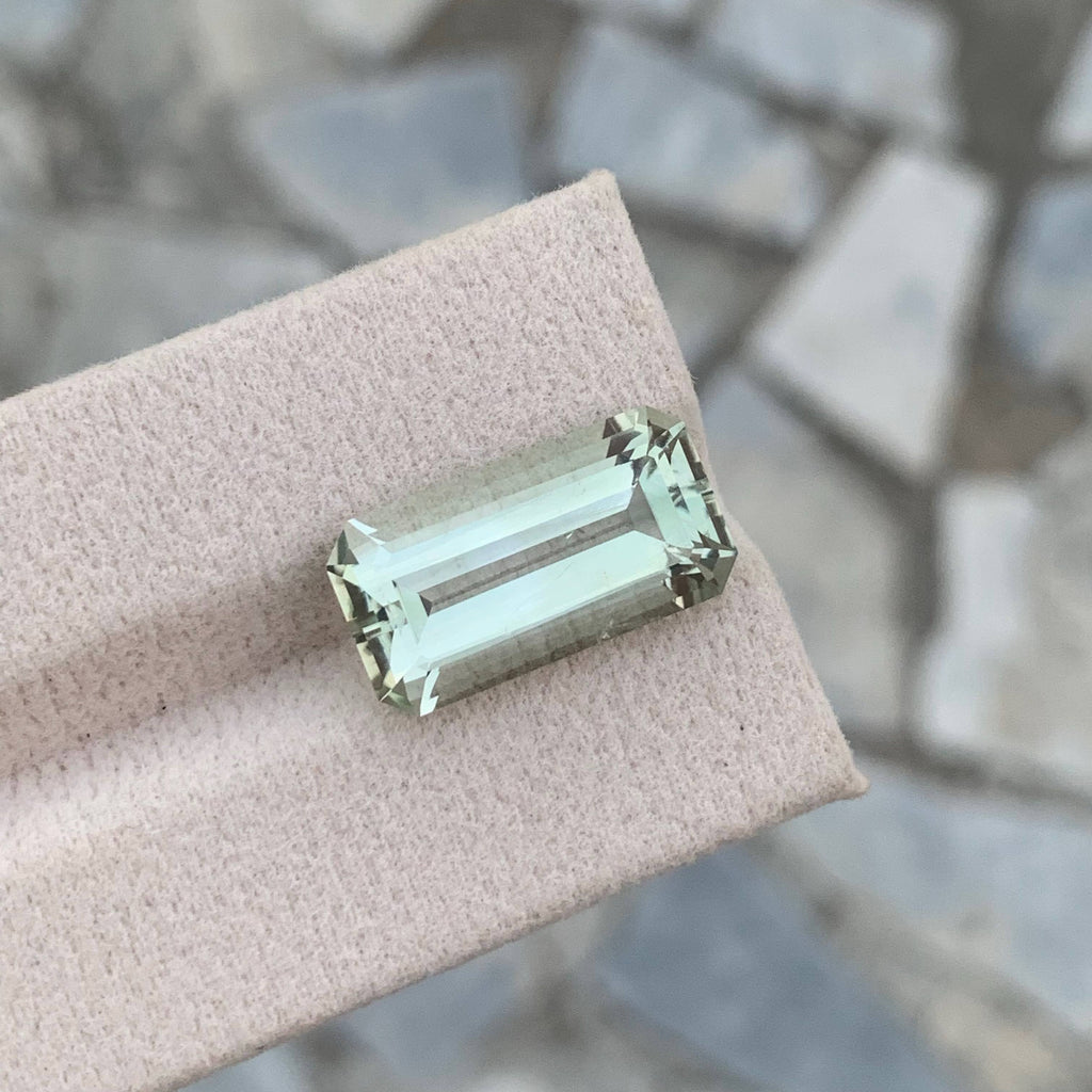 10.30 Carat Natural Loose Green Amethyst Stone Emerald Cut African Gemstone