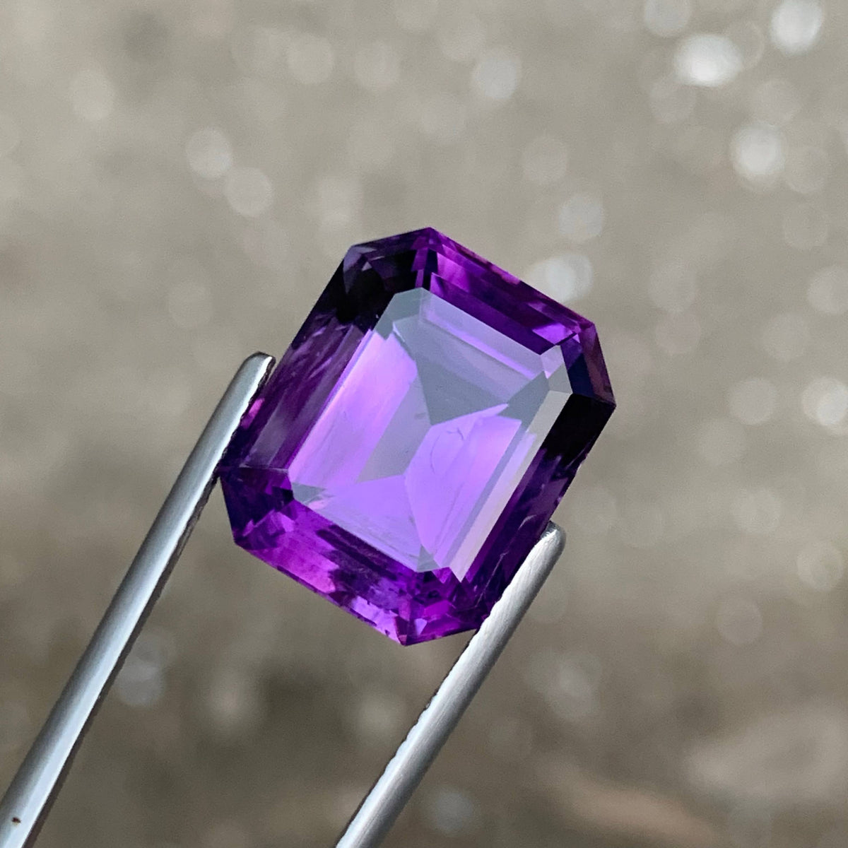 16.40 Carat Deep Purple Amethyst Emerald Cut Brazil VVS Untreated