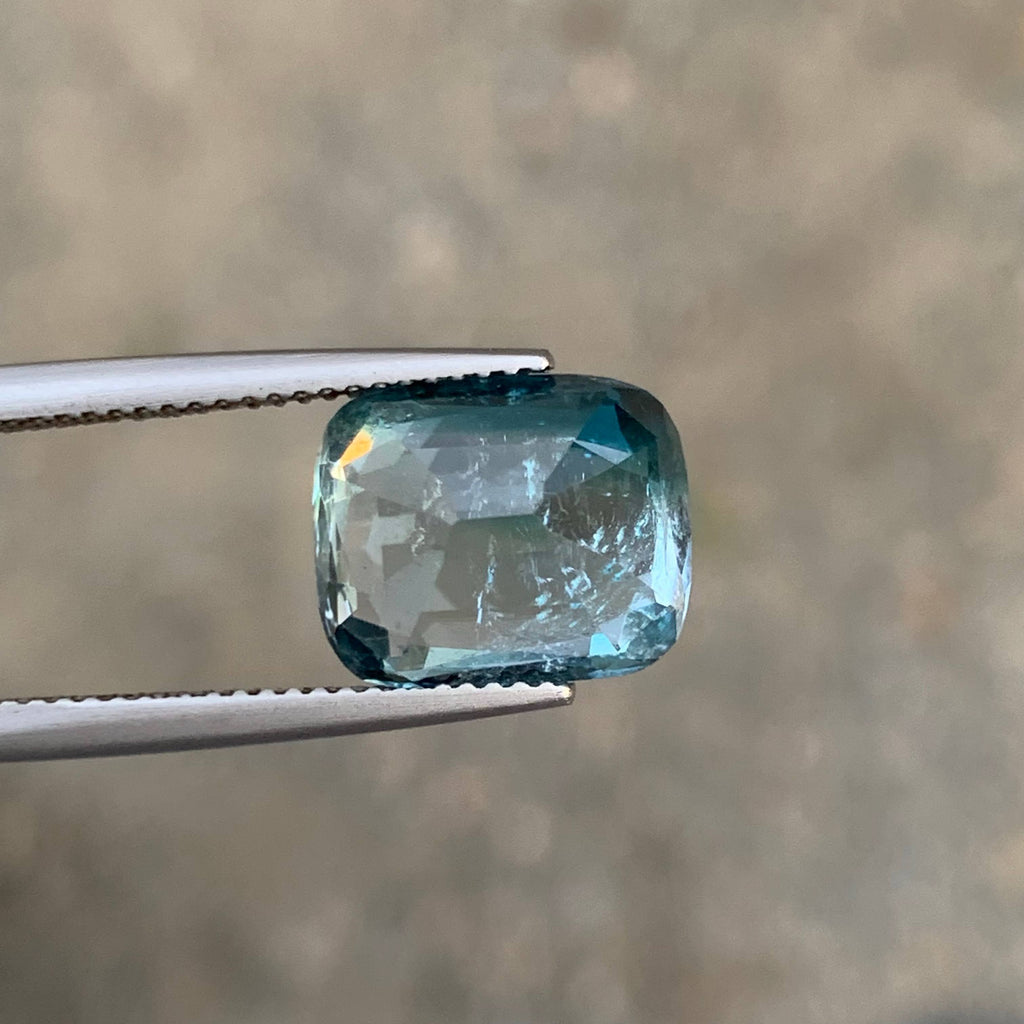 7.55 Carat Natural Loose Unique Color Tourmaline Cushion Cut Afghan Gemstone