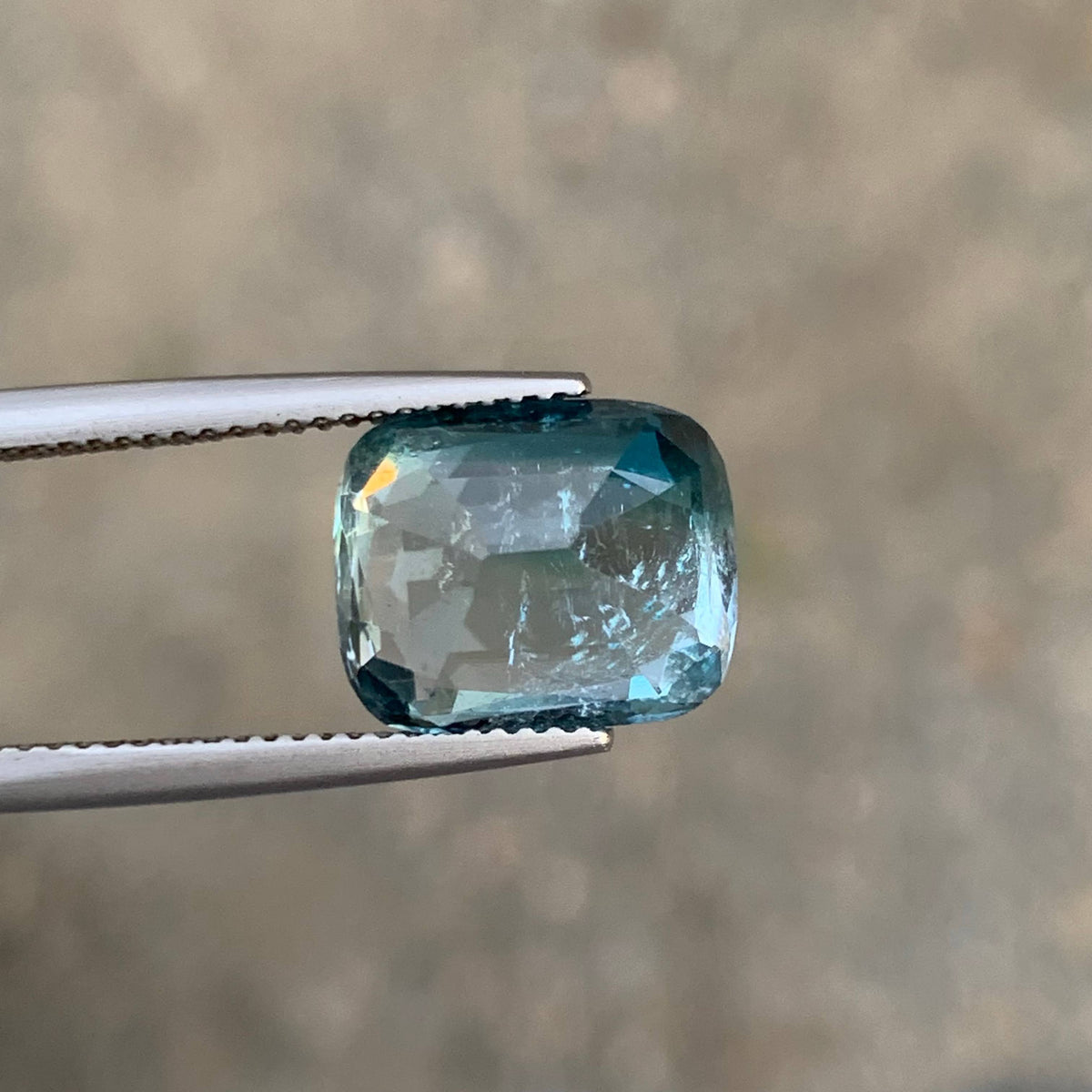 7.55 Carat Natural Loose Unique Color Tourmaline Cushion Cut Afghan Gemstone