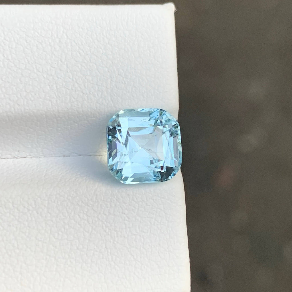 2.90 Carat Light Blue Aquamarine Cushion Cut Pakistan VVS Untreated