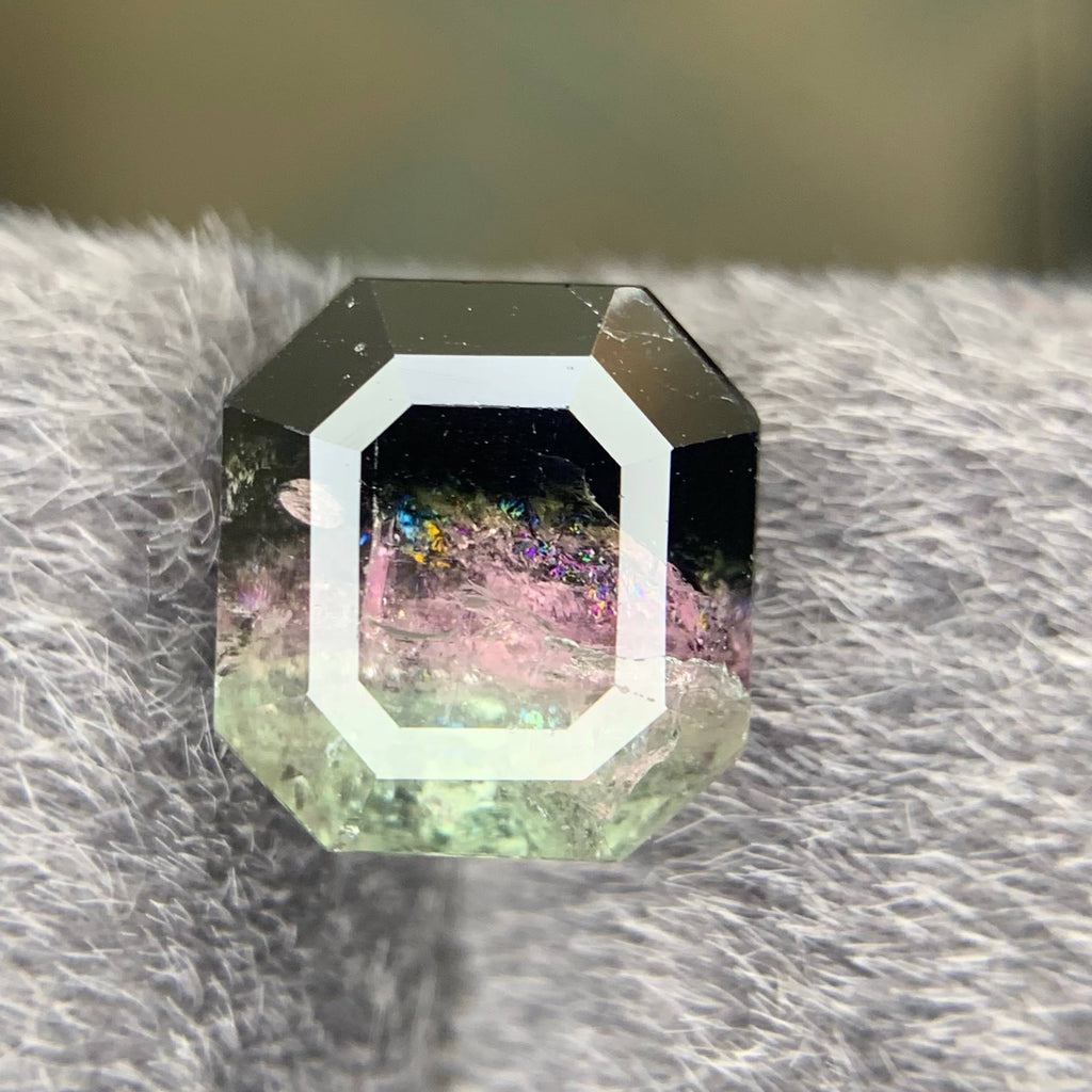 4.05 Carat Loose Tricolor Tourmaline Stone – Emerald Cut, Afghan Gemstone