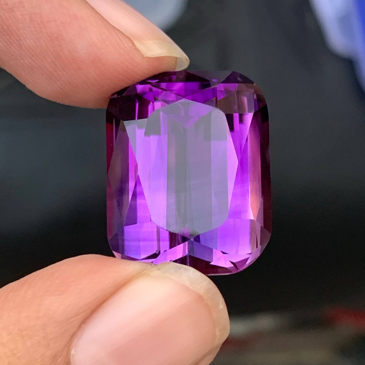 39.60 Carat Natural Loose Deep Purple Amethyst Cushion Cut Brazilian Gemstone