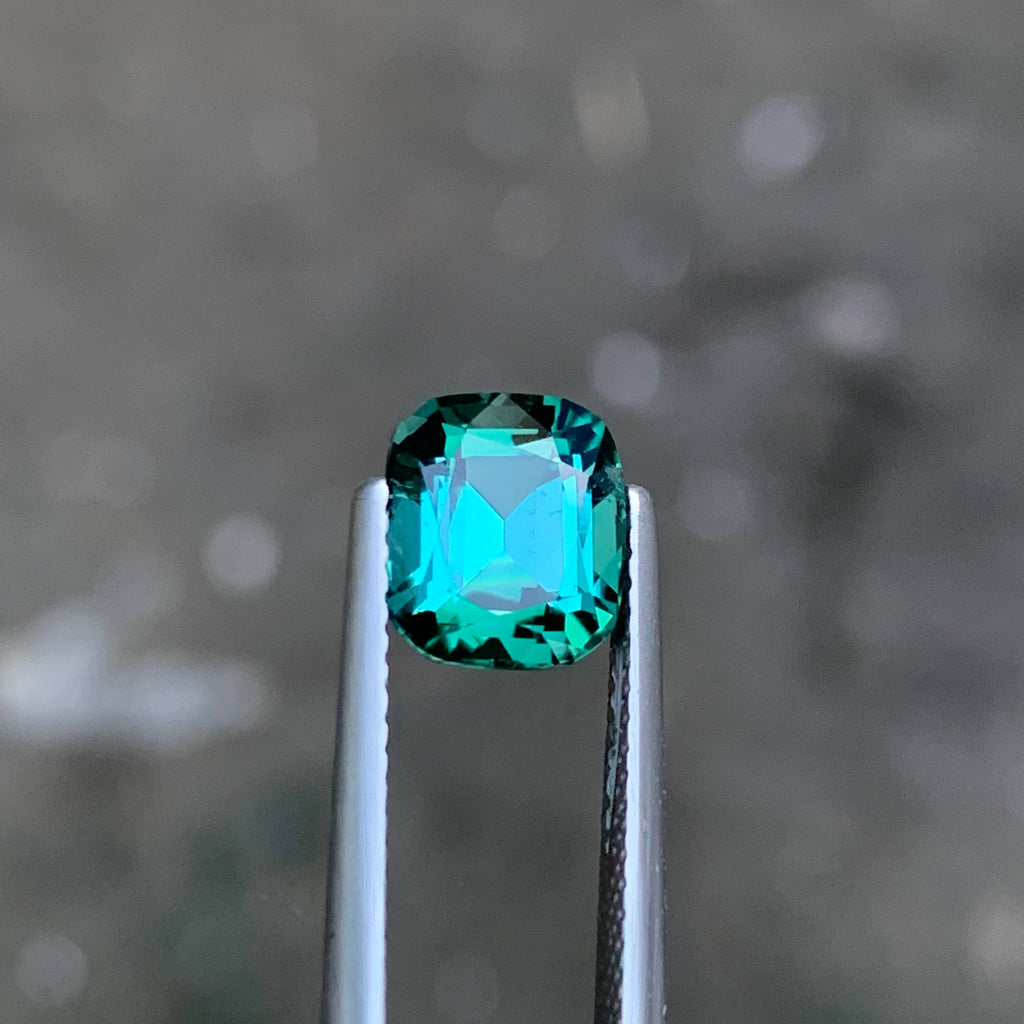 2.10 Carat Bluish Green Tourmaline Cushion Cut Afghan VVS Untreated