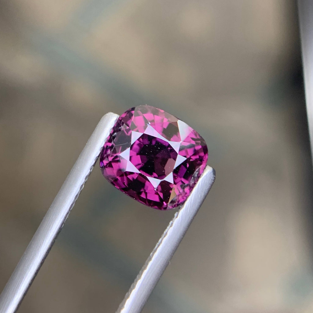 2.92 Carat Certified Purple Spinel Cushion Cut Tanzania Gemstone