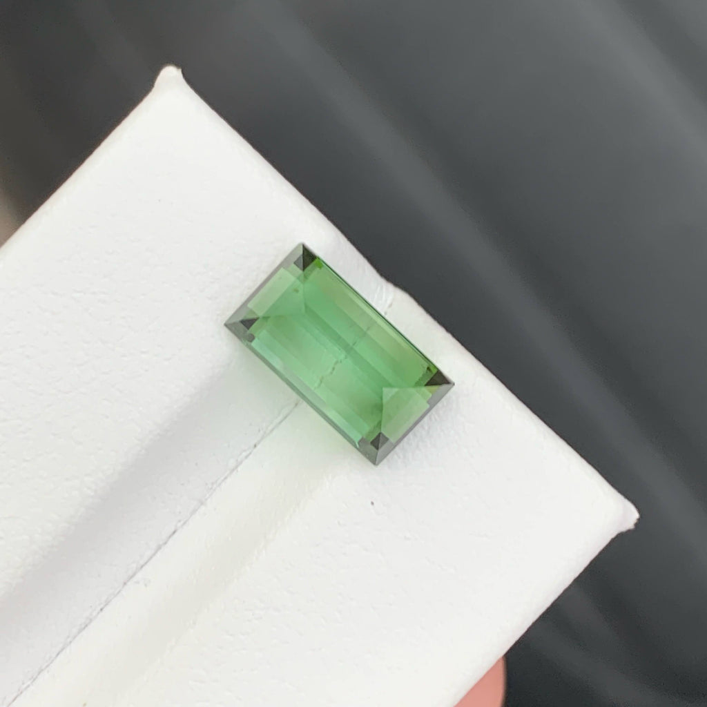 3.15 Carat Natural Loose Green Color Tourmaline Baguette Cut Afghan Gemstone