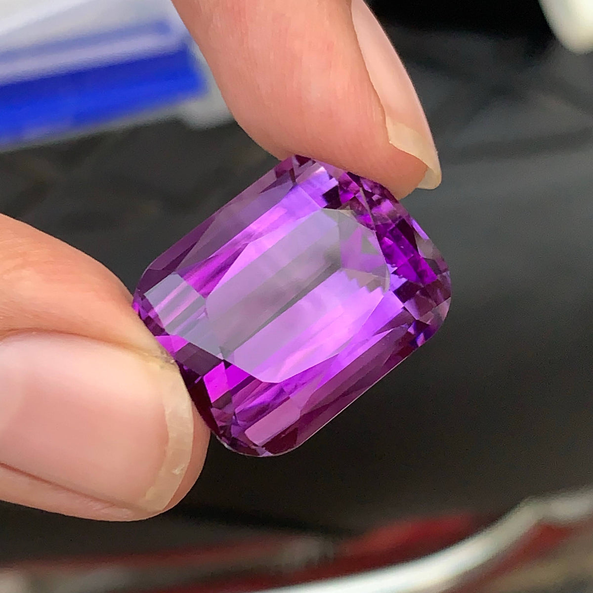 39.60 Carat Natural Loose Deep Purple Amethyst Cushion Cut Brazilian Gemstone