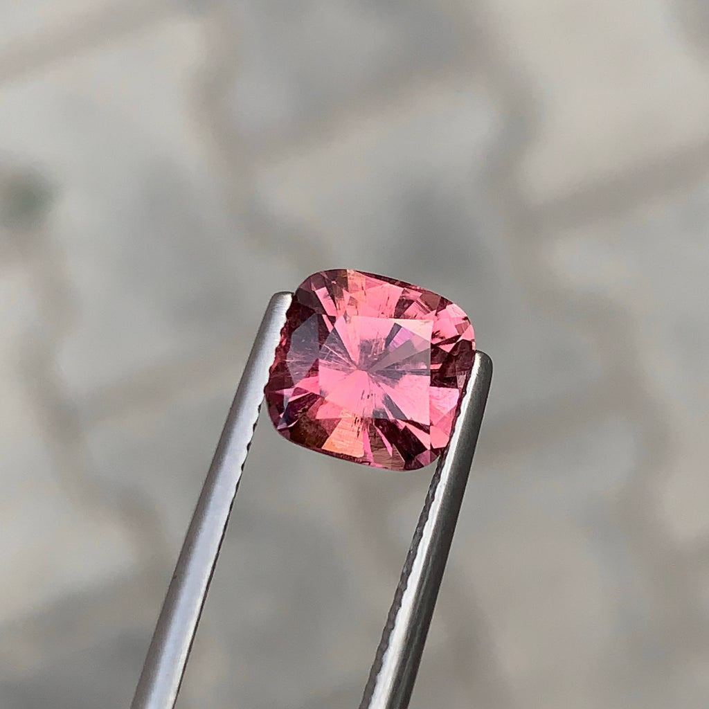2.65 Carat Natural Loose Peach Pink Color Tourmaline Stone Cushion Cut Afghan VVS Untreated Gemstone