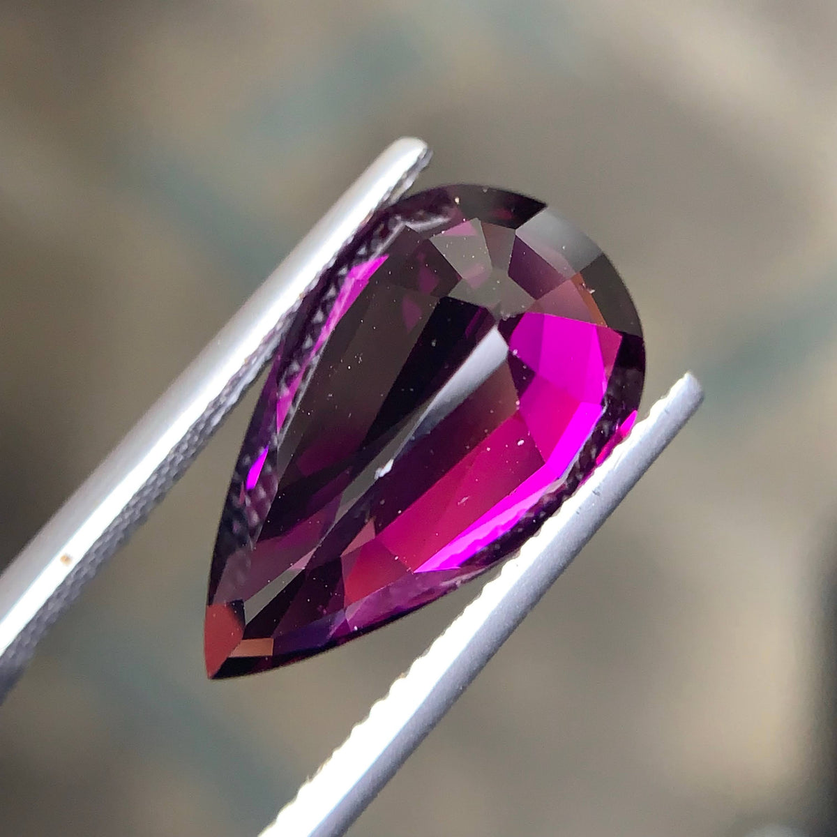 10.32 Carat AIG Certified Untreated Rhodolite Garnet Pear Cut From Tanzania