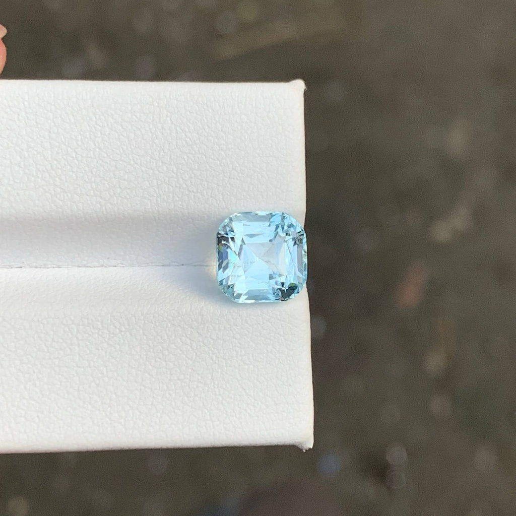 2.90 Carat Light Blue Aquamarine Cushion Cut Pakistan VVS Untreated