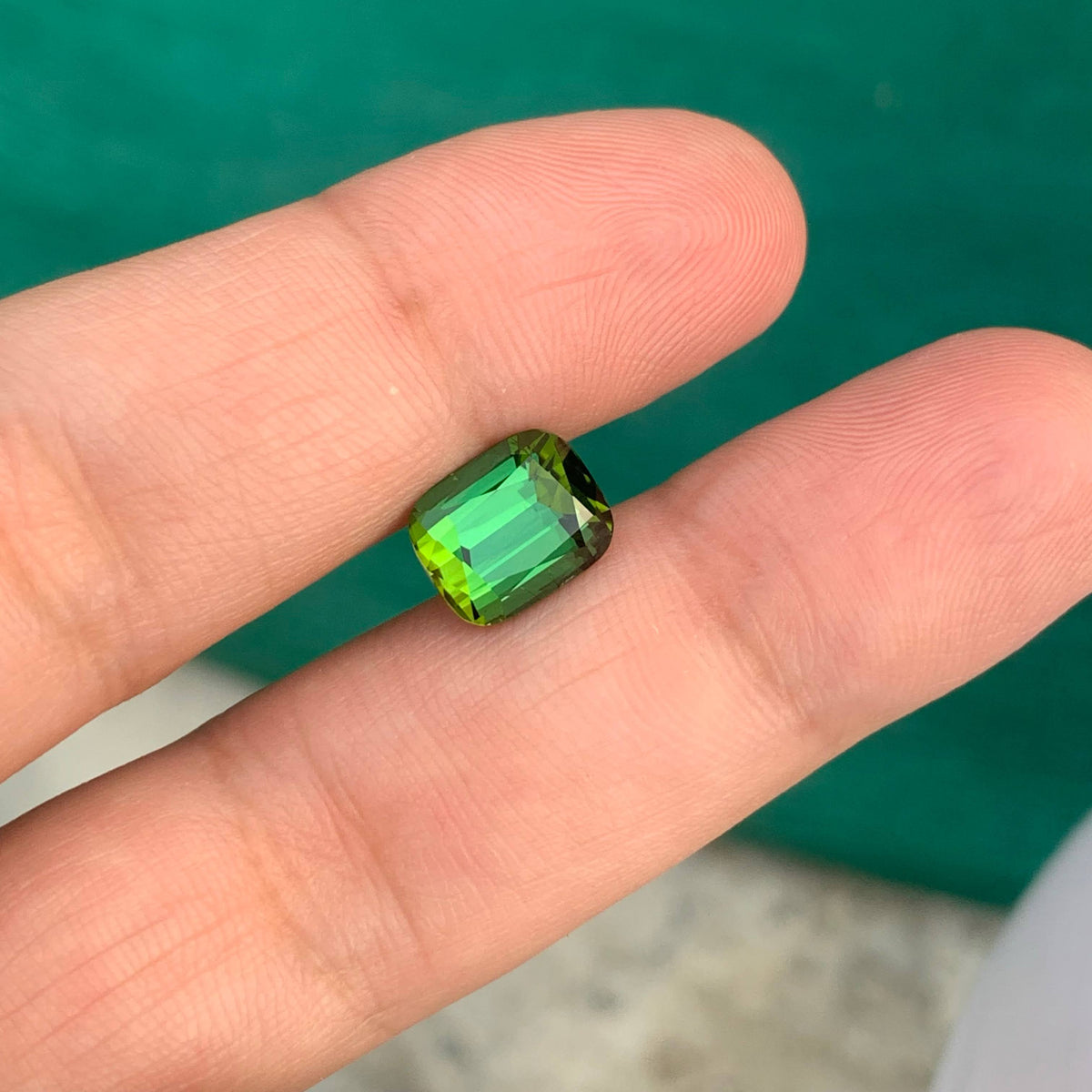 4.95 Carat Natural Loose Green Color Tourmaline Cushion Cut Afghan Gemstone