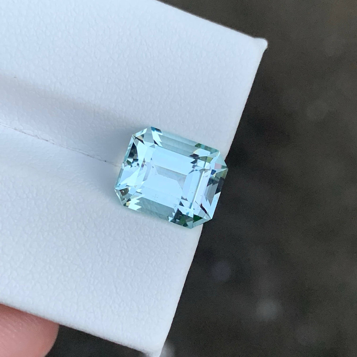 3.80 Carat Light Blue Aquamarine Emerald Cut Pakistan VVS Untreated