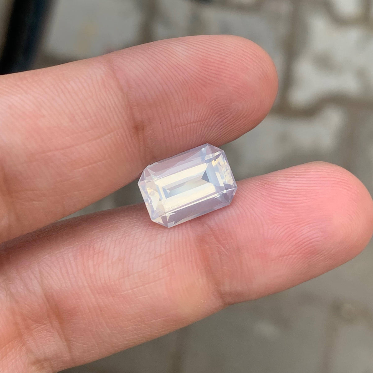 6.30 Carat Milky Quartz Fancy Emerald Cut Africa VVS Untreated