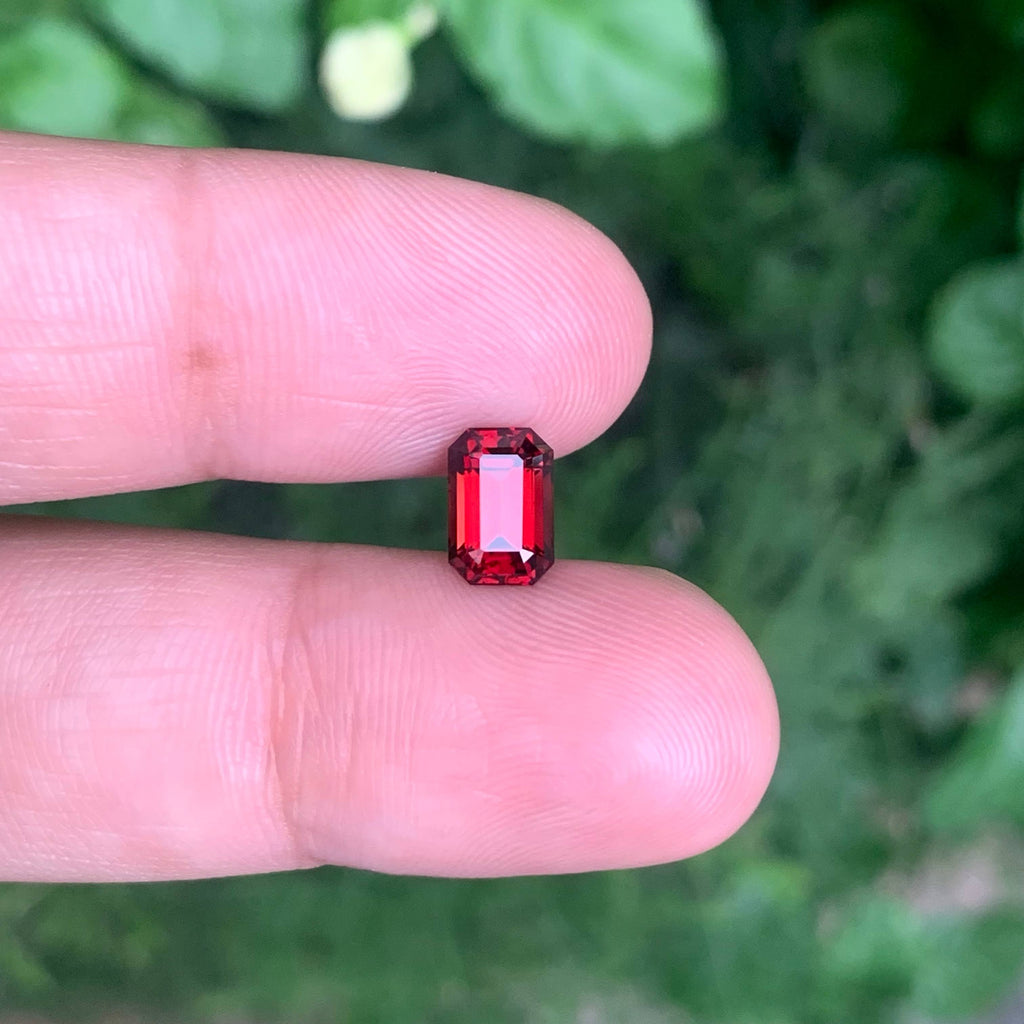 2.30 Carat Natural Loose Sweet Red Garnet Stone Emerald Cut Tanzanian Gemstone