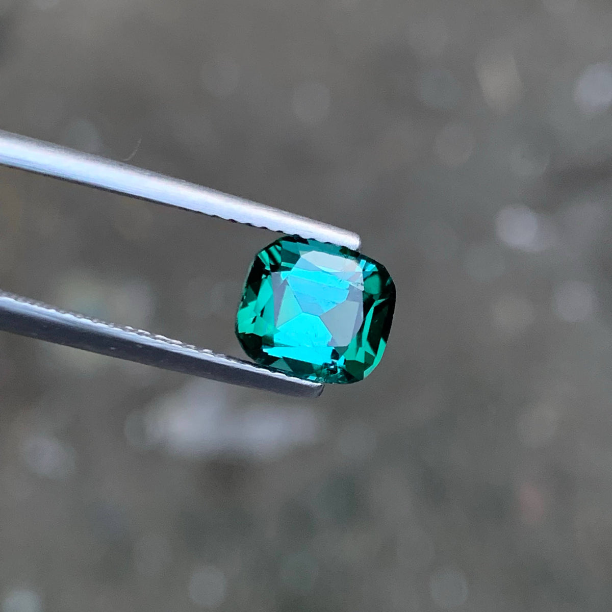 2.10 Carat Bluish Green Tourmaline Cushion Cut Afghan VVS Untreated