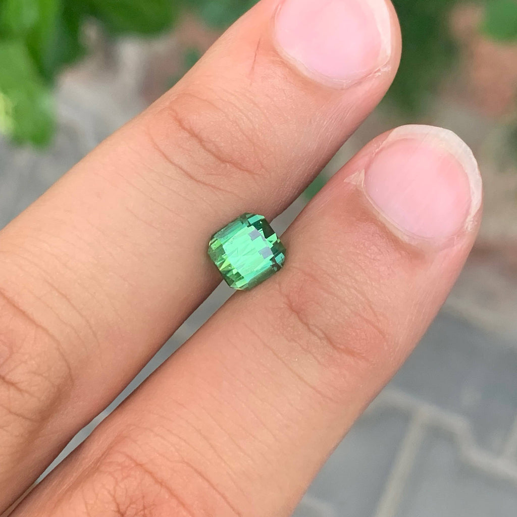 1.90 Carat Natural Loose Green Color Tourmaline Cushion Cut Afghan Gemstone