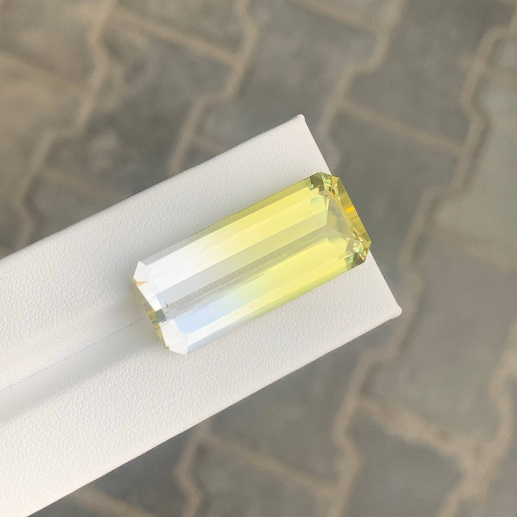 33.00 Carat Bicolor Citrine Emerald Cut Africa Loupe Clean Untreated