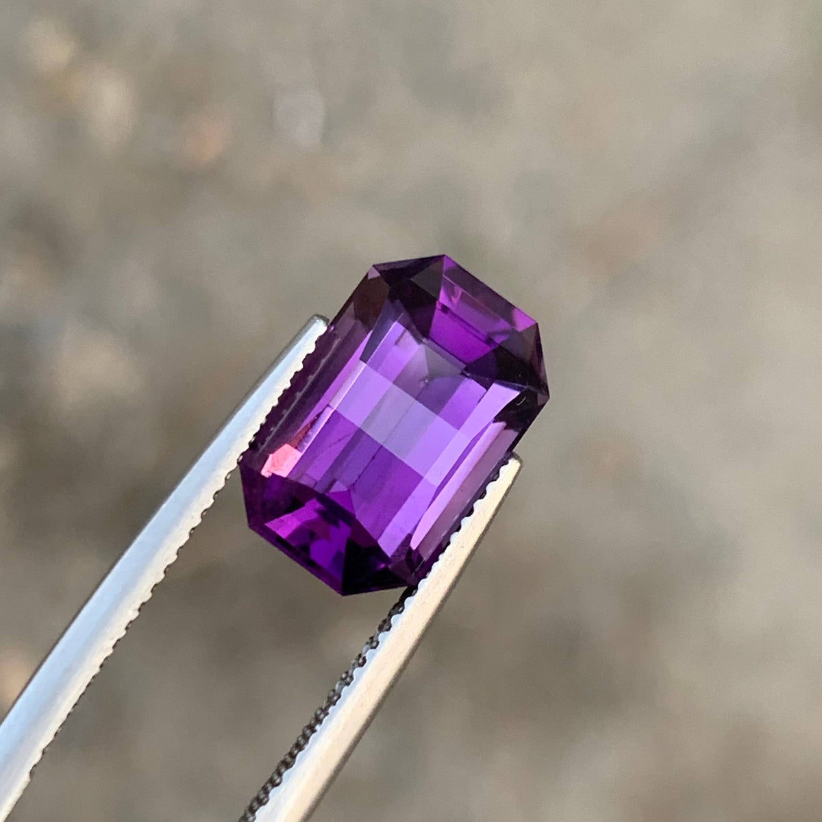 5.60 Carat Natural Loose Deep Purple Amethyst Pixel Cut Brazilian Gemstone