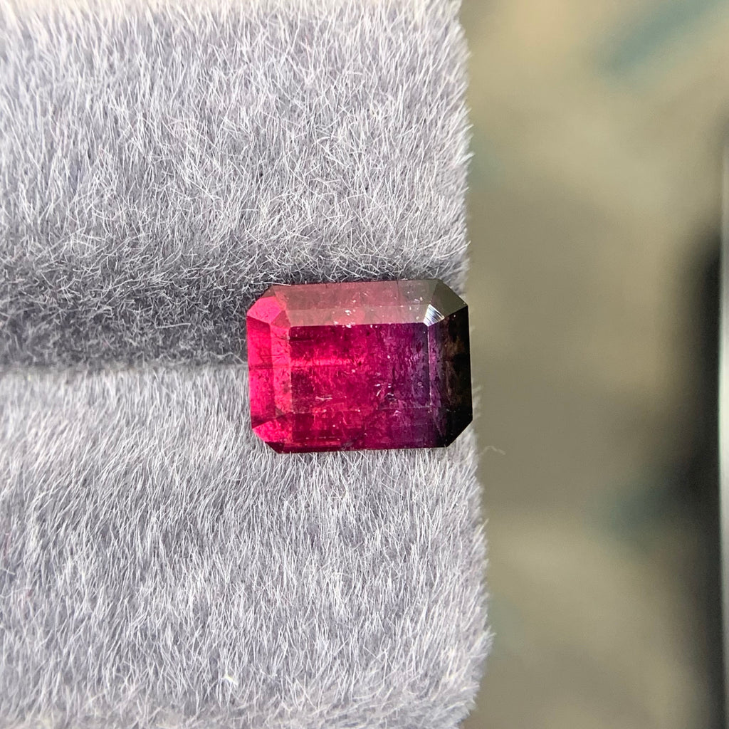 3.75 Carat Bicolor Tourmaline Emerald Cut Afghan Gemstone