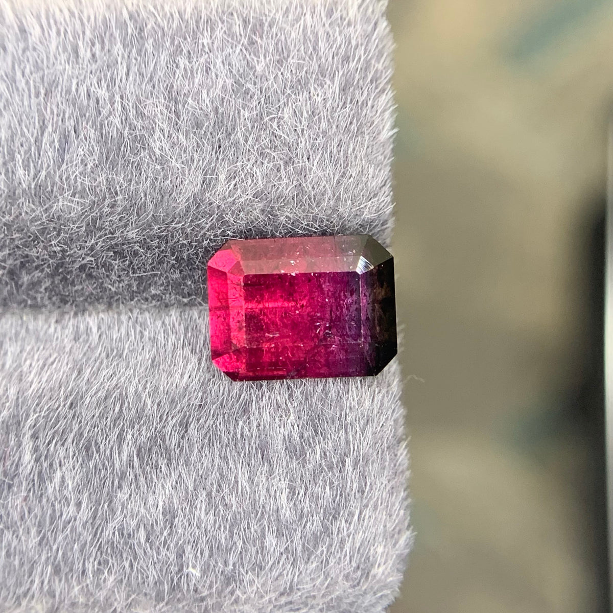 3.75 Carat Bicolor Tourmaline Emerald Cut Afghan Gemstone