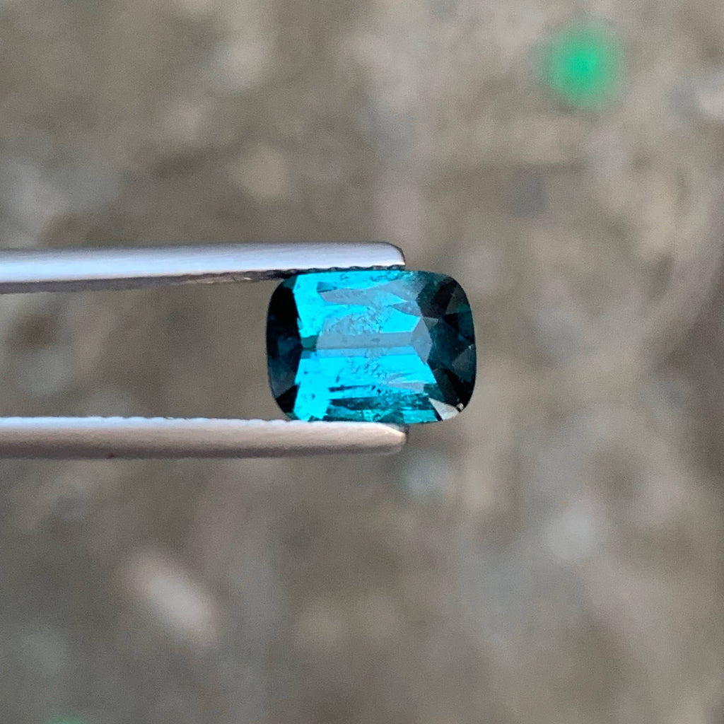 1.50 Carat Natural Loose Ink Blue Color Tourmaline Cushion Cut Afghan Gemstone