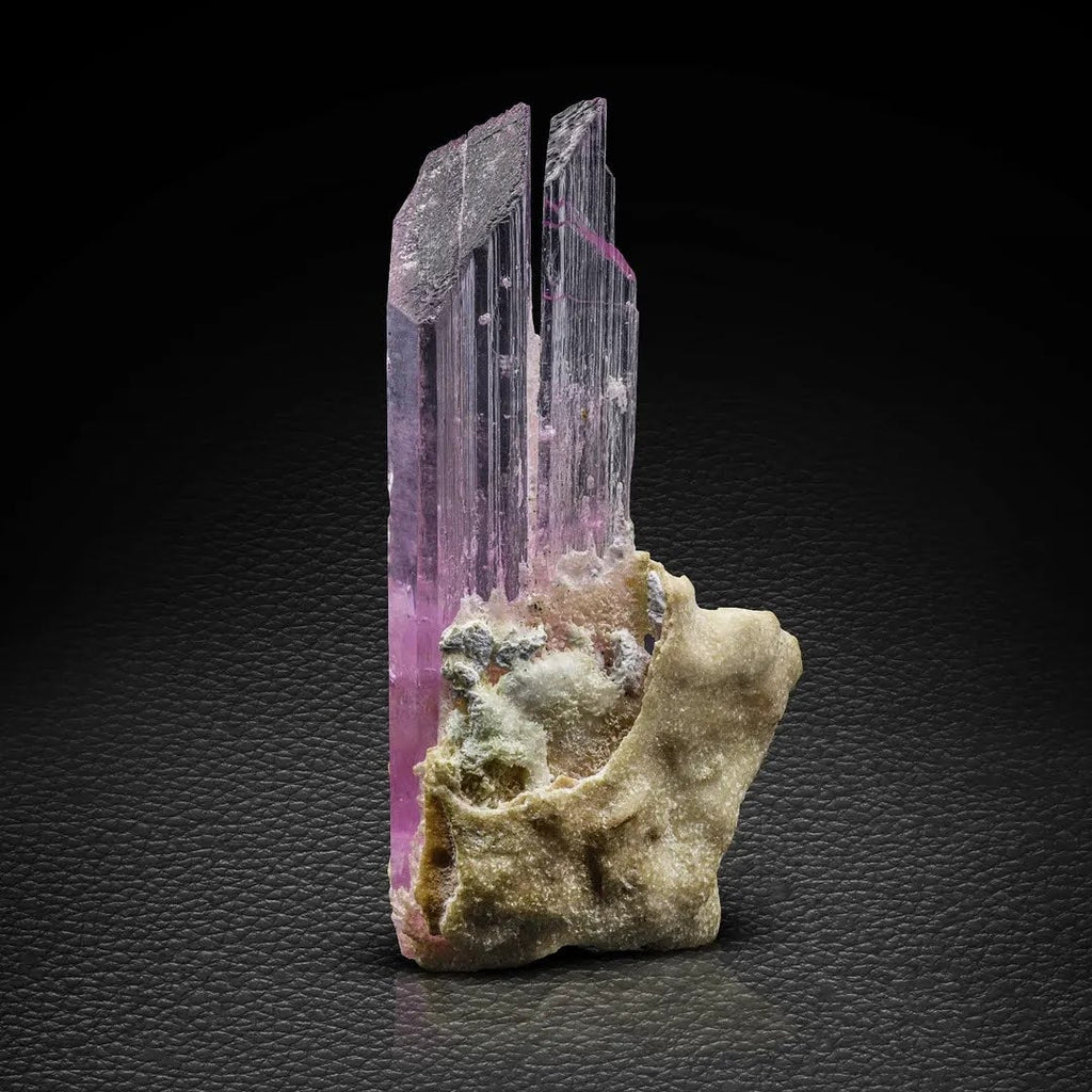 Pink Spodumene Kunzite Crystal on White Albite Matrix from Afghanistan