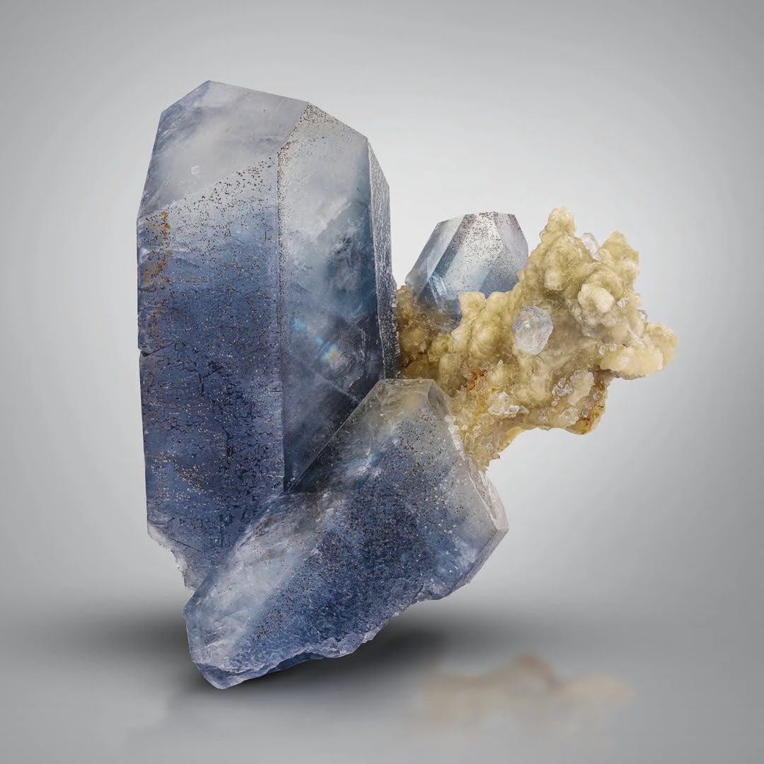 Vibrant Blue Celestite Crystals with Yellow Calcite from Afghanistan