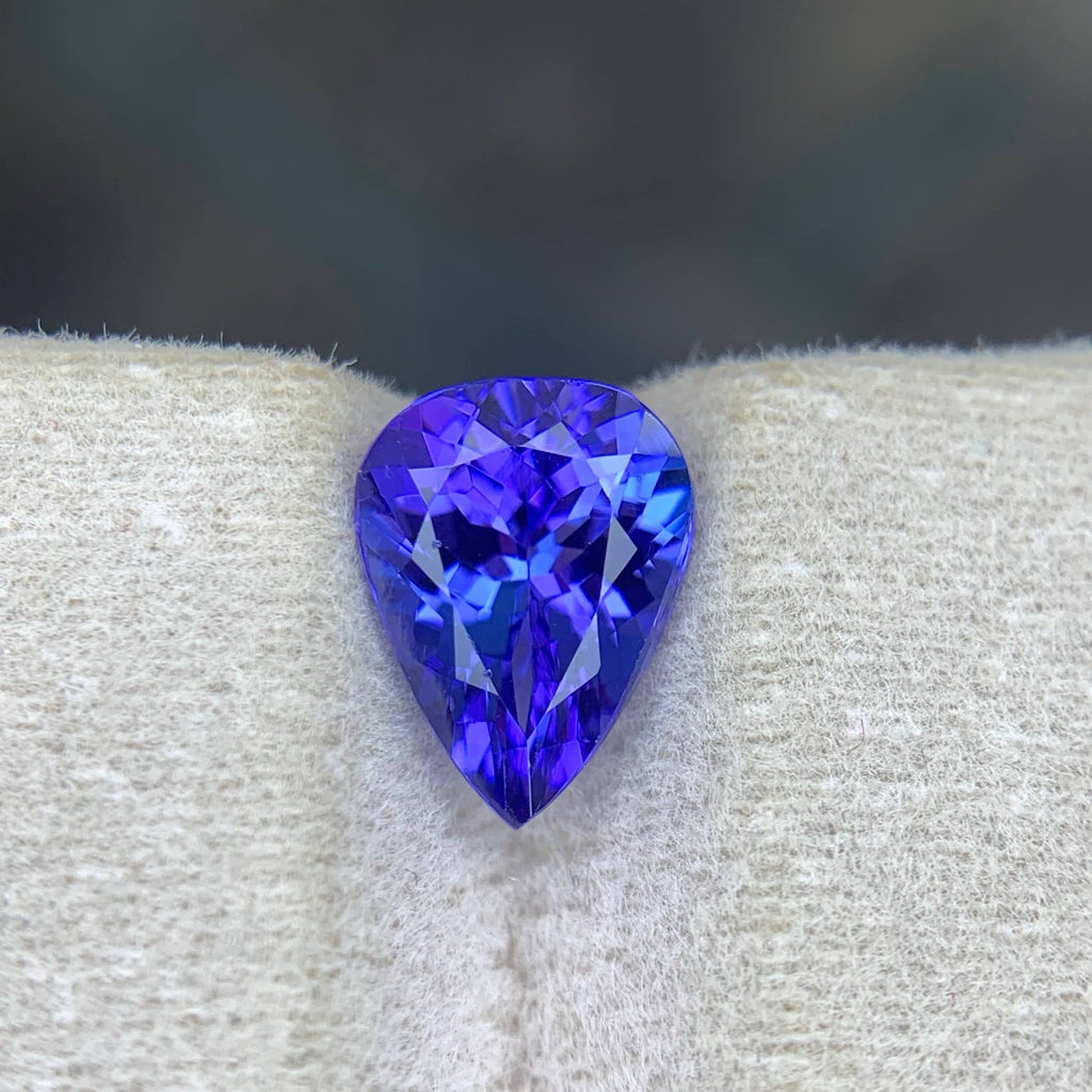 1.75 Carat Blue Tanzanite Pear Cut Tanzania Loupe Clean Untreated