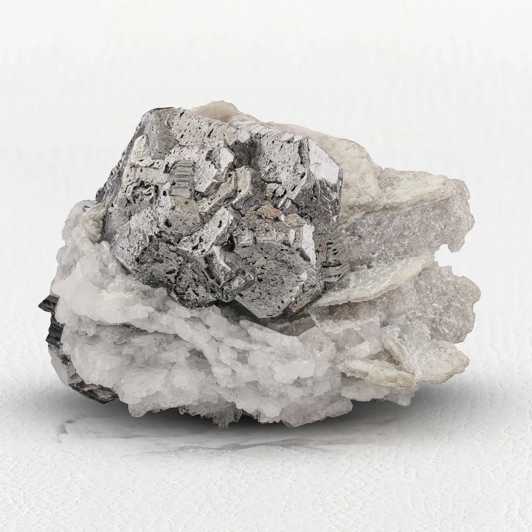 Rare Metallic Cassiterite Crystals on Albite with Apatite from Pakistan