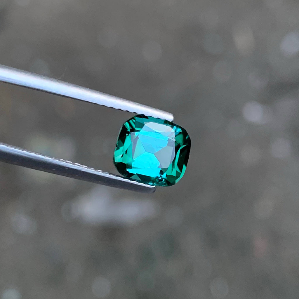 2.10 Carat Bluish Green Tourmaline Cushion Cut Afghan VVS Untreated